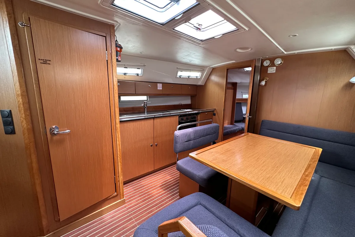 Salon of Sylvia, a Bavaria Cruiser 40 sailboat at Preveza, Greece