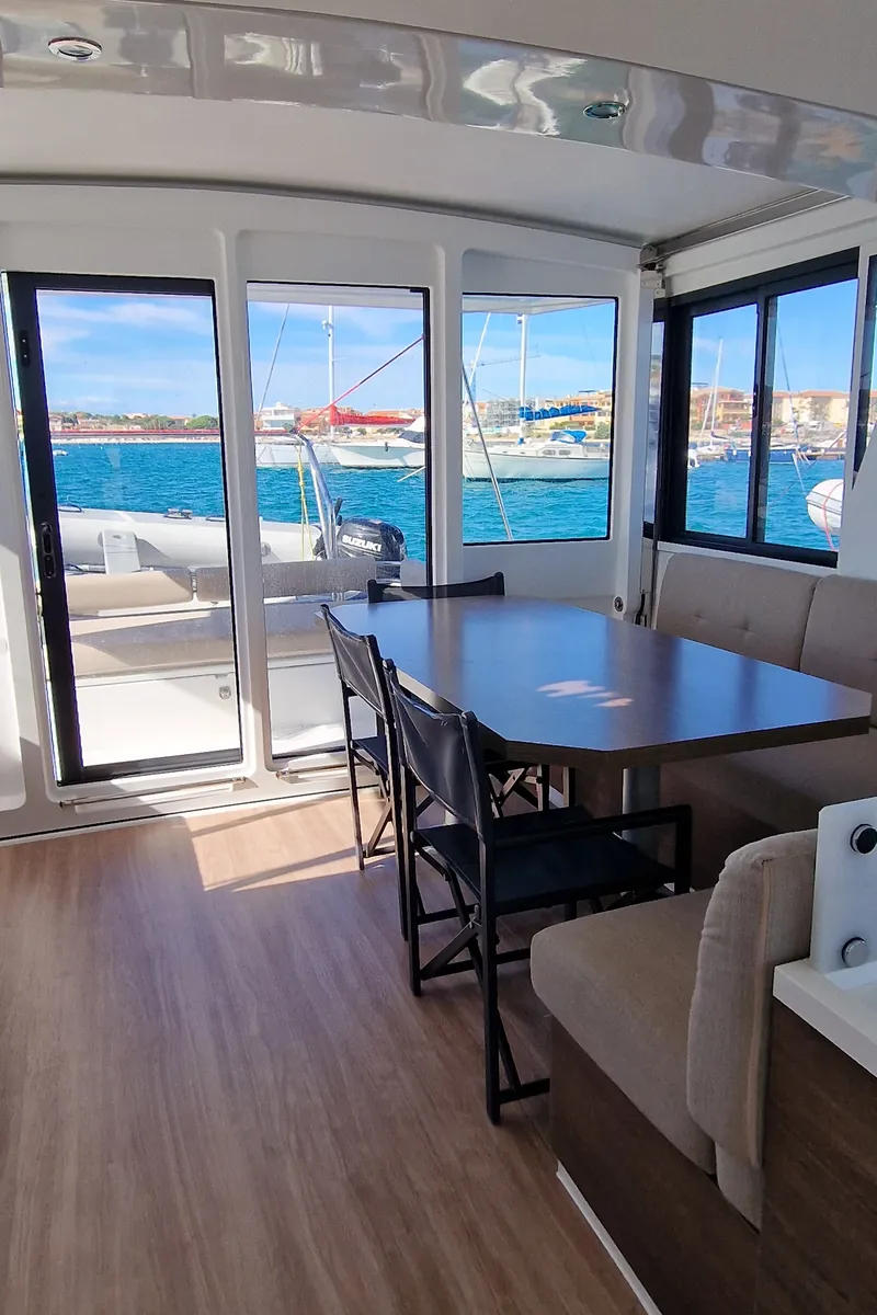 Salon of Fabster19, a Bali 4.2 catamaran at Figari/Golfo Aranci, Italy