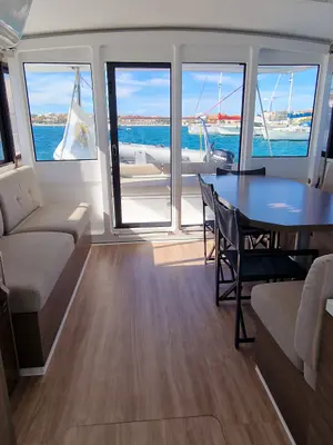 Salon of Fabster19, a Bali 4.2 catamaran at Figari/Golfo Aranci, Italy