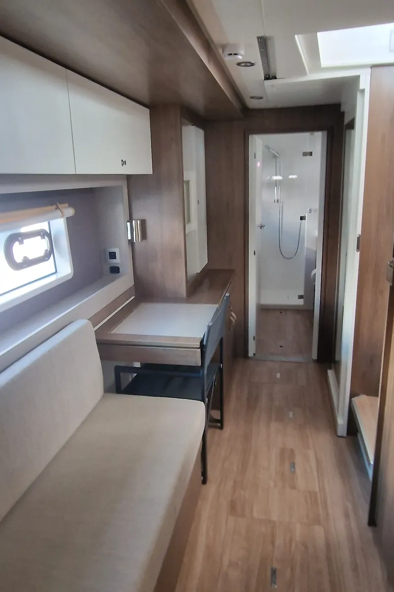 Salon of Fabster19, a Bali 4.2 catamaran at Figari/Golfo Aranci, Italy