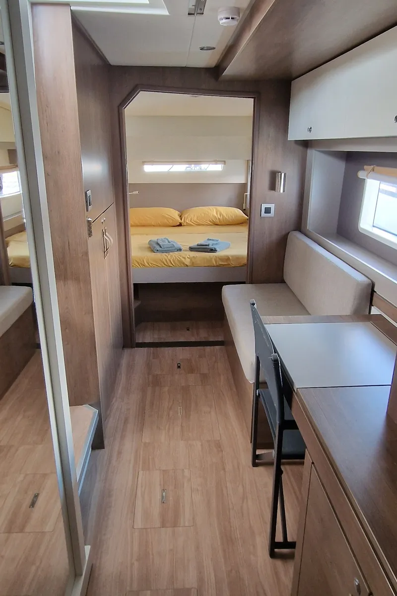 Salon of Fabster19, a Bali 4.2 catamaran at Figari/Golfo Aranci, Italy
