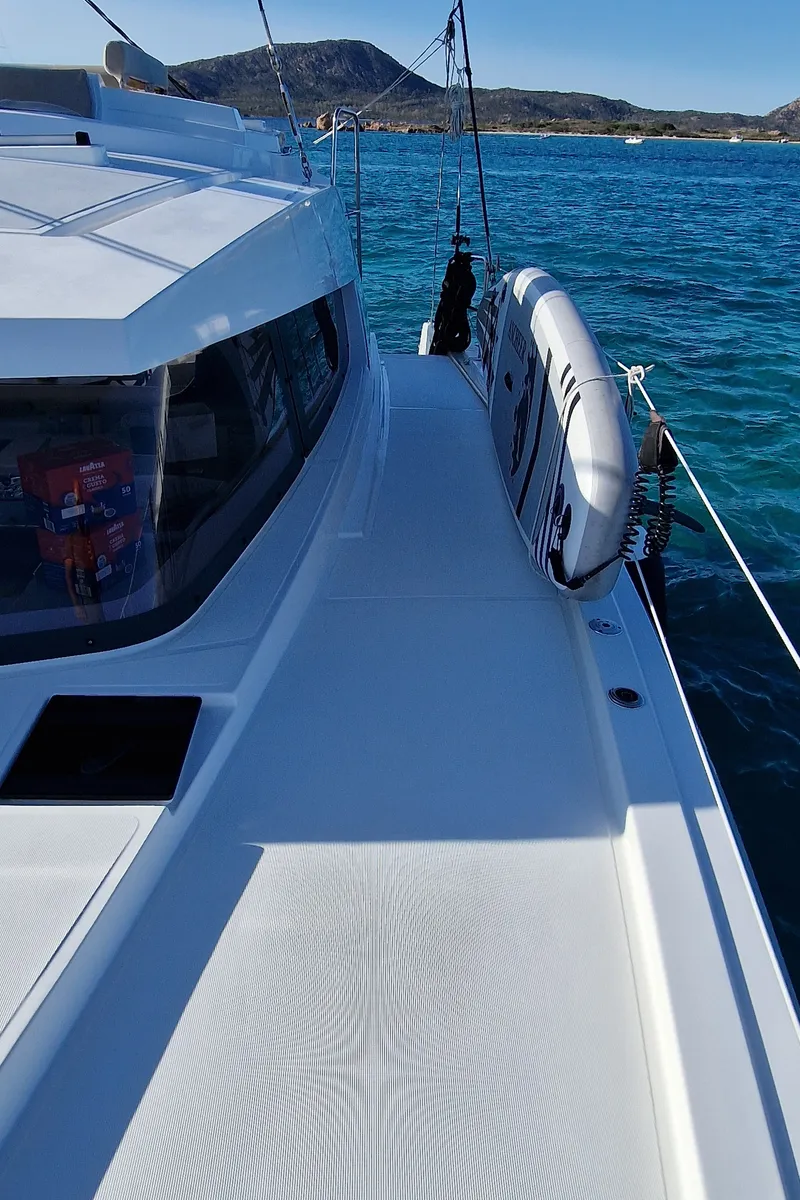 Exterior view of Fabster19, a Bali 4.2 catamaran at Figari/Golfo Aranci, Italy