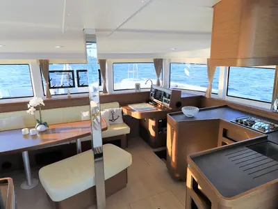 Salon of Da Vinci, a Lagoon 42 catamaran at Zadar, Croatia