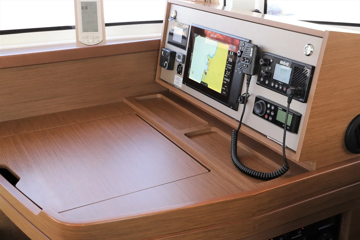 Cockpit of Da Vinci, a Lagoon 42 catamaran at Zadar, Croatia