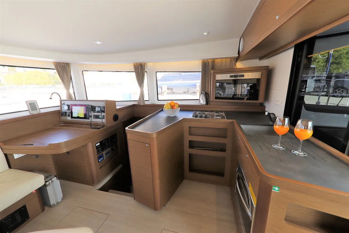 Galley of Da Vinci, a Lagoon 42 catamaran at Zadar, Croatia