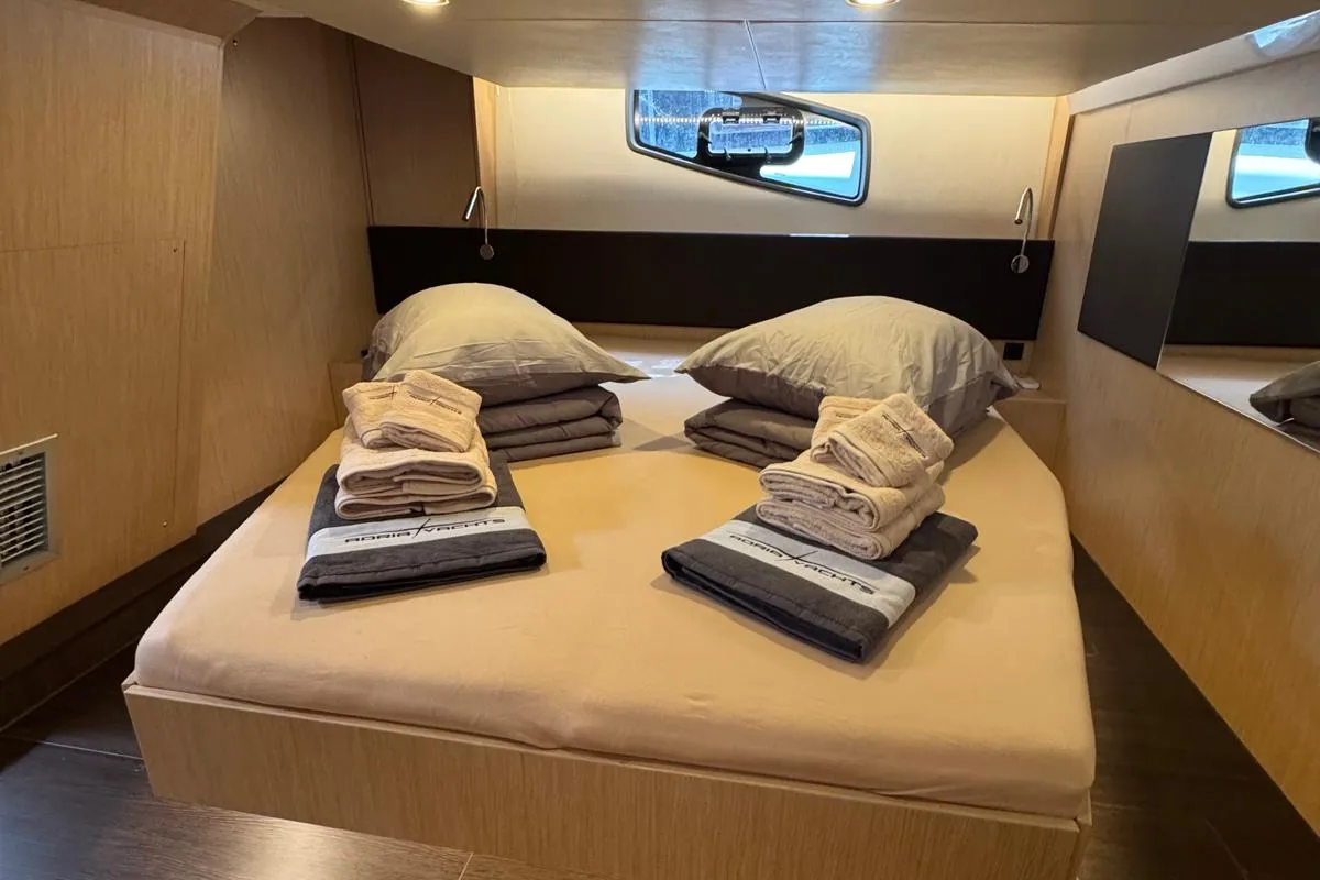 Cabin on Ivana, a Bavaria SR41 motor yacht at Grad Trogir, Croatia
