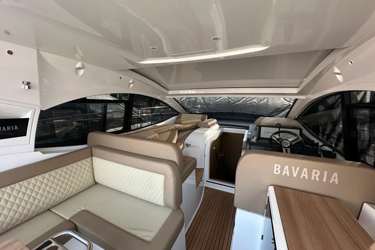 Deck of Ivana, a Bavaria SR41 motor yacht at Grad Trogir, Croatia