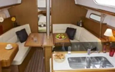 Salon of Charoula, a Jeanneau Sun Odyssey 32i sailboat at Municipal Unit of Lefkada, Greece