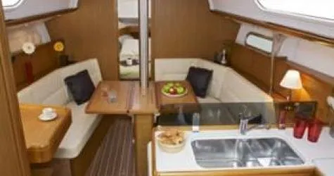 Salon of Charoula, a Jeanneau Sun Odyssey 32i sailboat at Municipal Unit of Lefkada, Greece
