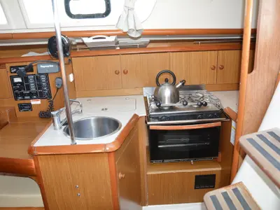 Galley of Charoula, a Jeanneau Sun Odyssey 32i sailboat at Municipal Unit of Lefkada, Greece