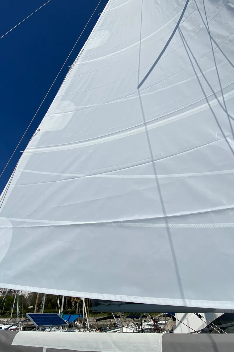 Exterior view of Charoula, a Jeanneau Sun Odyssey 32i sailboat at Municipal Unit of Lefkada, Greece