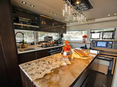 Galley of Serenity, a Lagoon 52 catamaran at Grad Kaštela, Croatia
