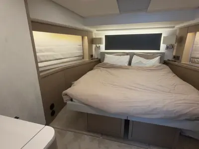 Cabin on Dzianiny.Club 2, a Jeanneau Prestige 590 Flybridge motor yacht at Općina Sukošan, Croatia