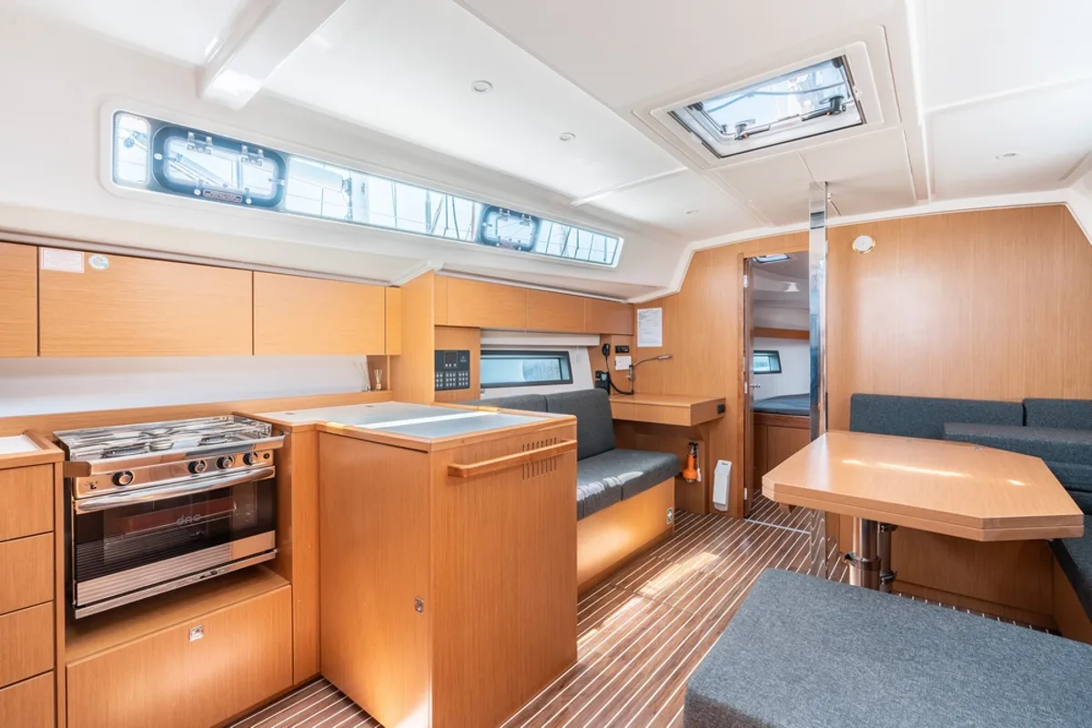 Galley of Harmonia, a Bavaria C42 sailboat at Municipal Unit of Rhodes, Greece