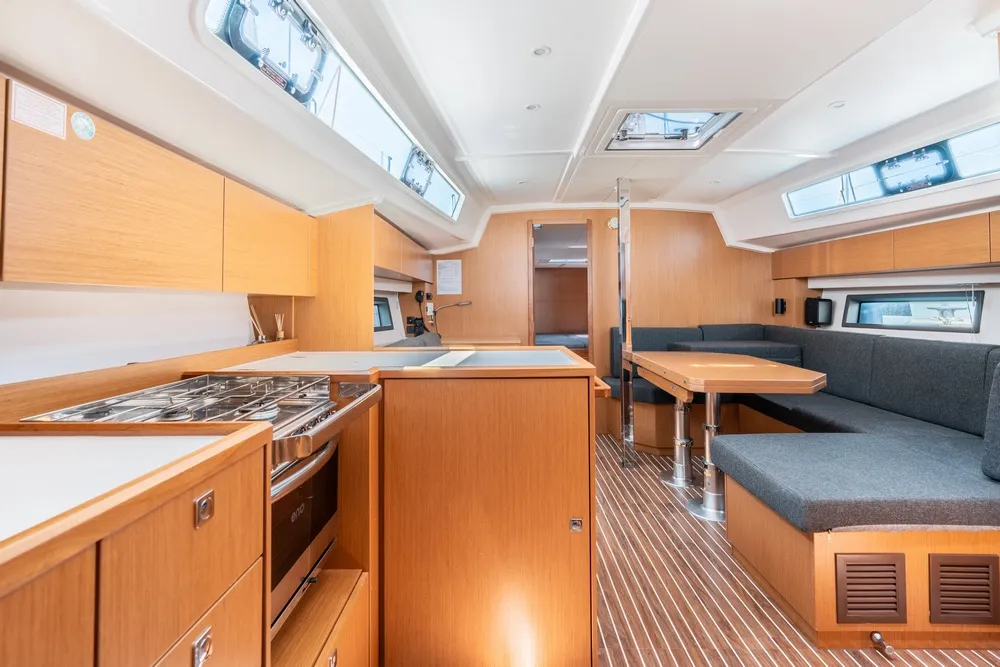 Galley of Harmonia, a Bavaria C42 sailboat at Municipal Unit of Rhodes, Greece