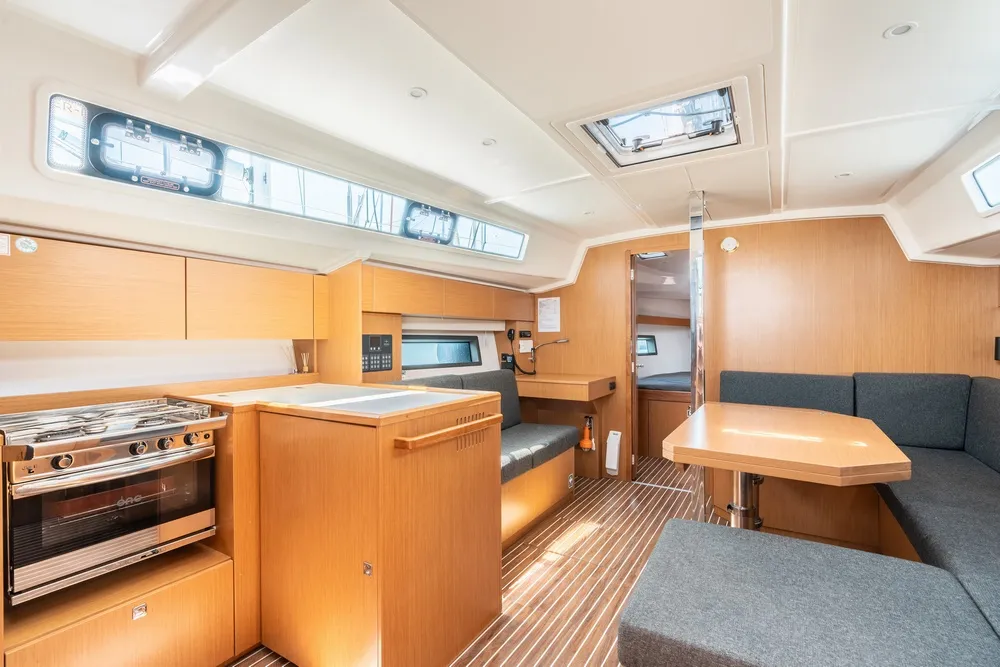 Galley of Harmonia, a Bavaria C42 sailboat at Municipal Unit of Rhodes, Greece