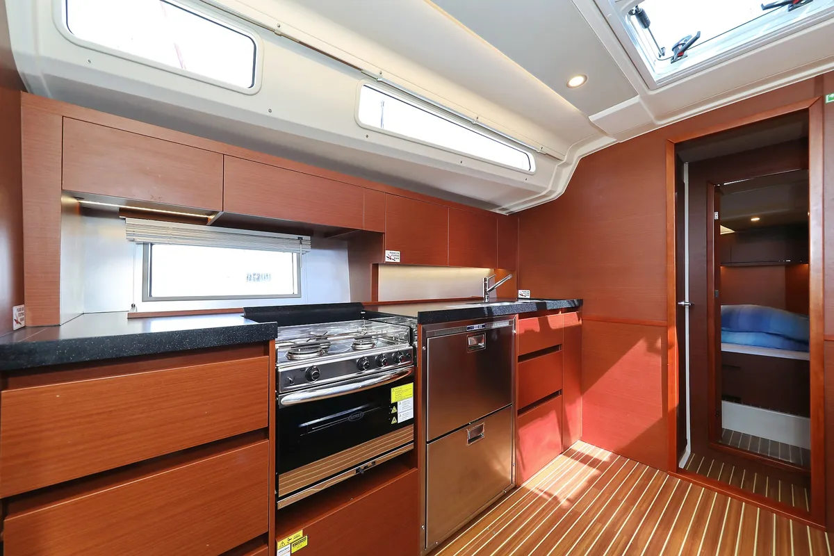 Galley of Supernatural, a Hanse 508 sailboat at Grad Biograd na Moru, Croatia