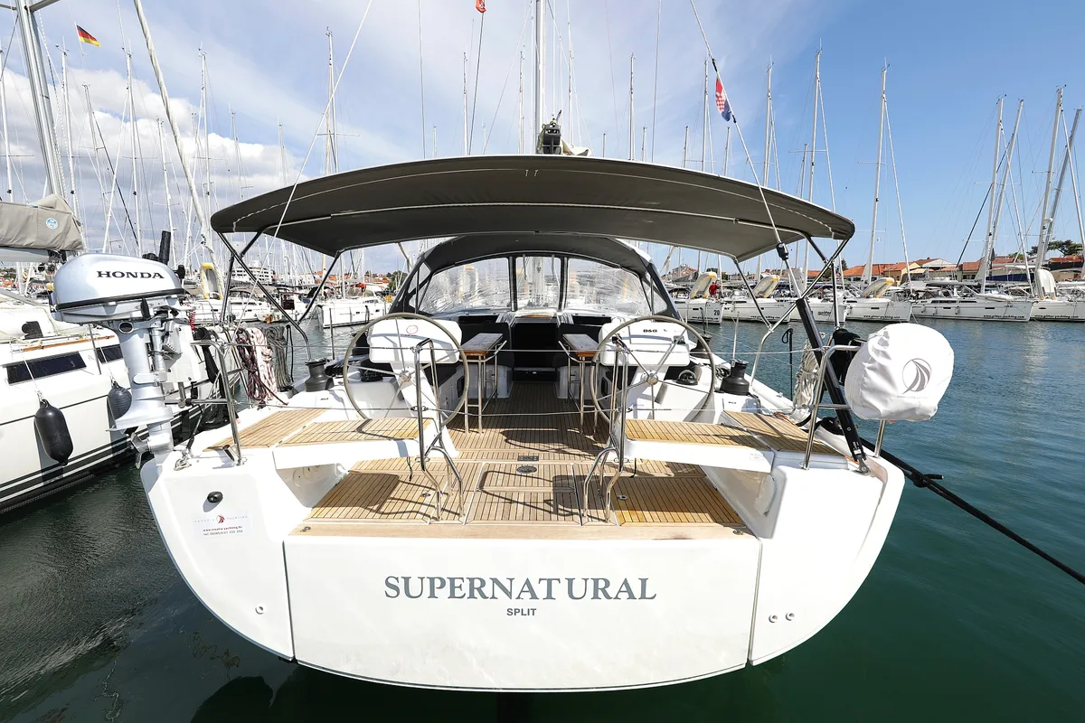 Exterior view of Supernatural, a Hanse 508 sailboat at Grad Biograd na Moru, Croatia