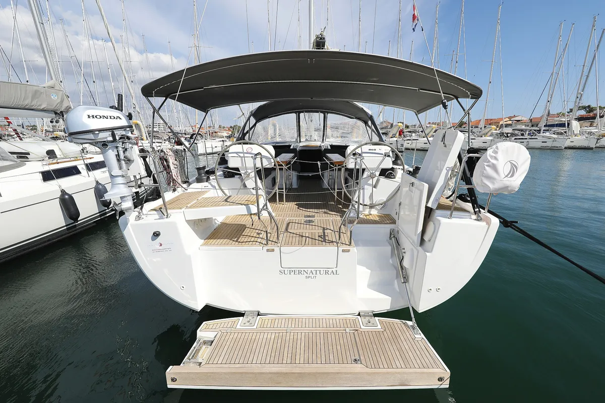 Exterior view of Supernatural, a Hanse 508 sailboat at Grad Biograd na Moru, Croatia
