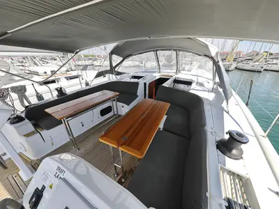 Cockpit of Supernatural, a Hanse 508 sailboat at Grad Biograd na Moru, Croatia