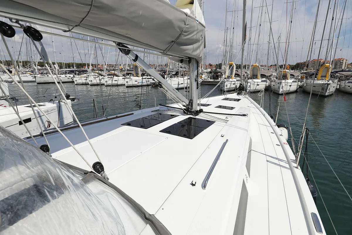 Deck of Supernatural, a Hanse 508 sailboat at Grad Biograd na Moru, Croatia