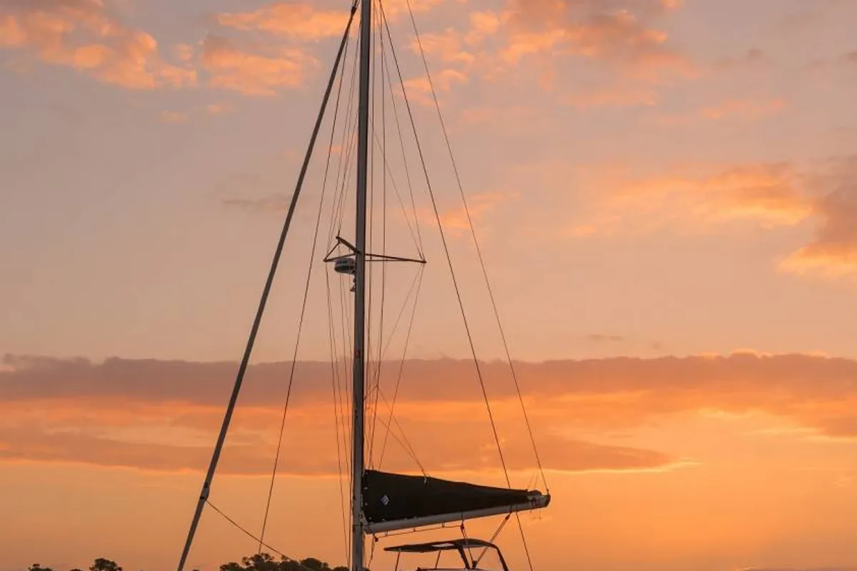 Exterior view of Pina Colada, a Lagoon 40 catamaran at Roche Caiman, Seychelles