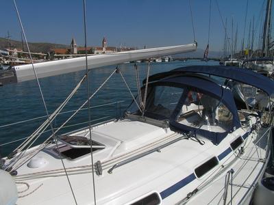 Cockpit of Emanuel, a Bavaria 36 sailboat at Grad Trogir, Croatia