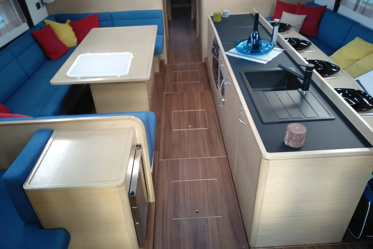 Galley of Adriatic Expert, a D&D Kufner 54 sailboat at Grad Trogir, Croatia