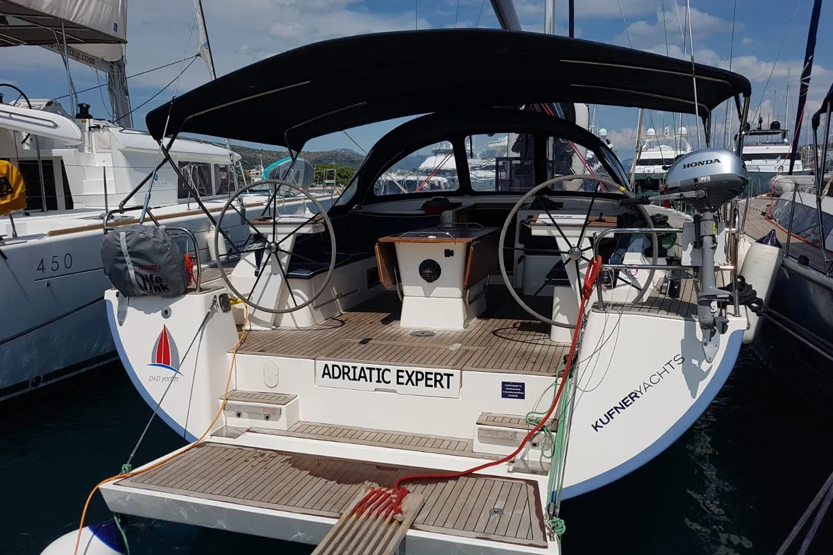 Cockpit of Adriatic Expert, a D&D Kufner 54 sailboat at Grad Trogir, Croatia