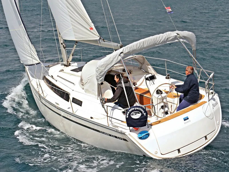 Exterior view of Chiara, a Bavaria Cruiser 33 sailboat at Sukošan, Croatia