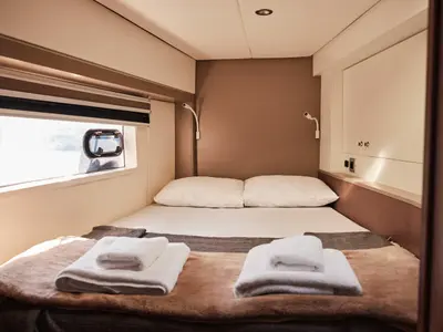 Cabin on Ediba Toddler, a Bali 4.2 catamaran at Marmaris, Turkey