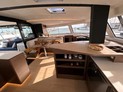 Salon of Good Vibes, a Nautitech 48 Open catamaran at Cogolin, France