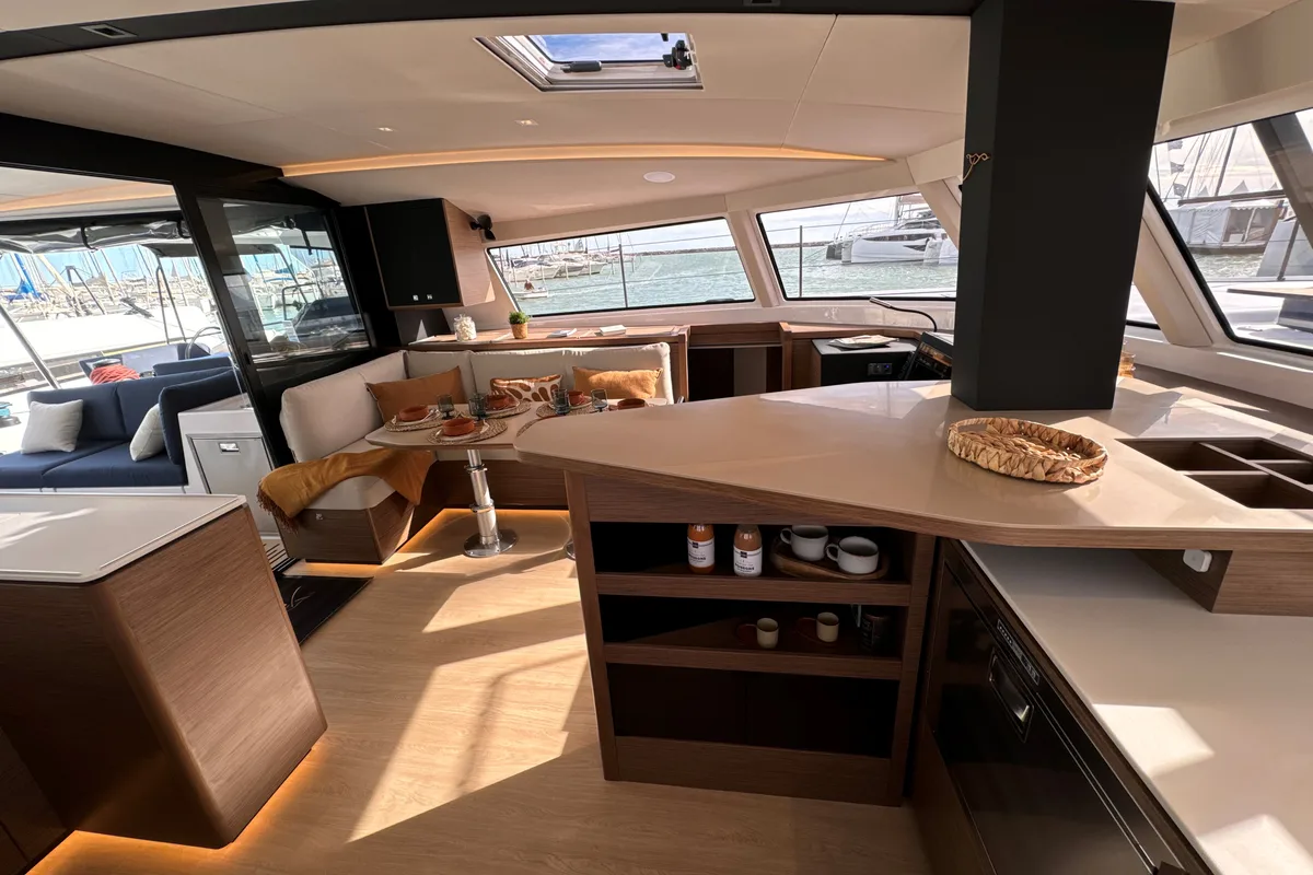 Salon of Good Vibes, a Nautitech 48 Open catamaran at Cogolin, France