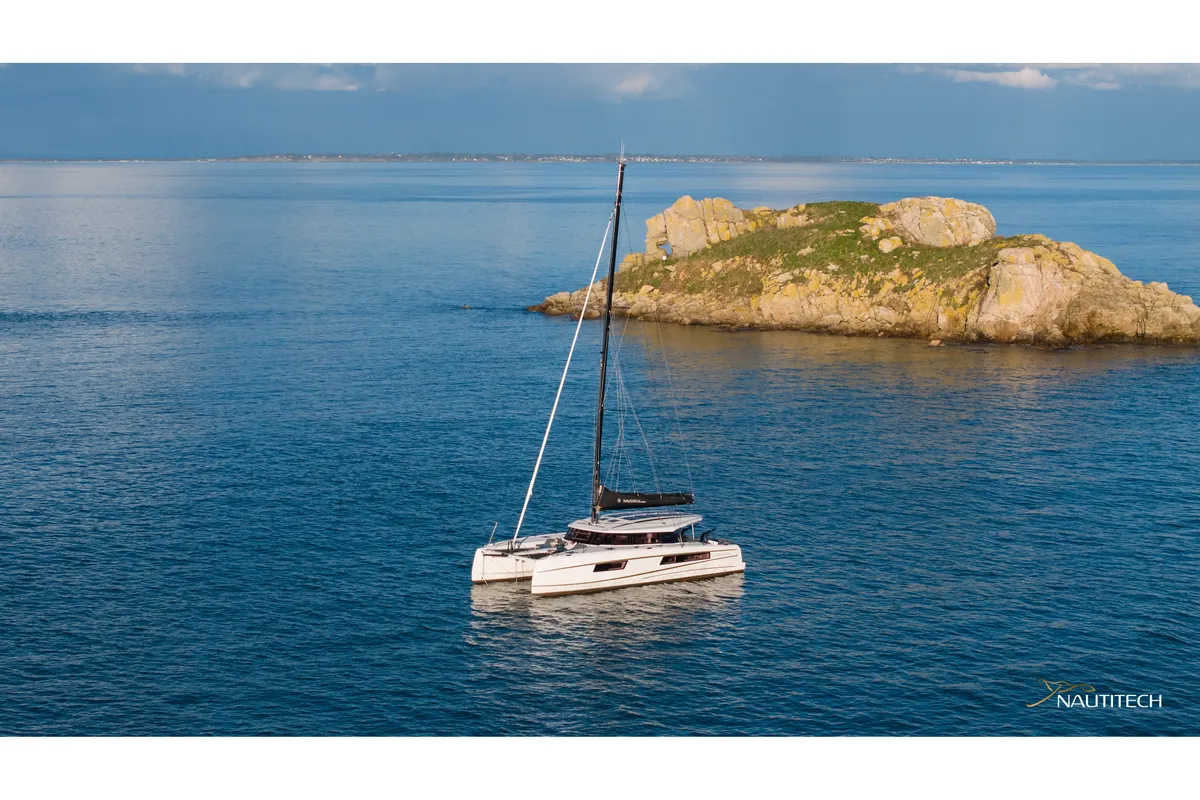 Exterior view of Good Vibes, a Nautitech 48 Open catamaran at Cogolin, France