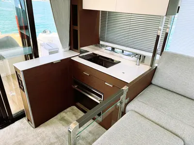 Galley of Majabell II, a Jeanneau Prestige 420S motor yacht at Grad Trogir, Croatia