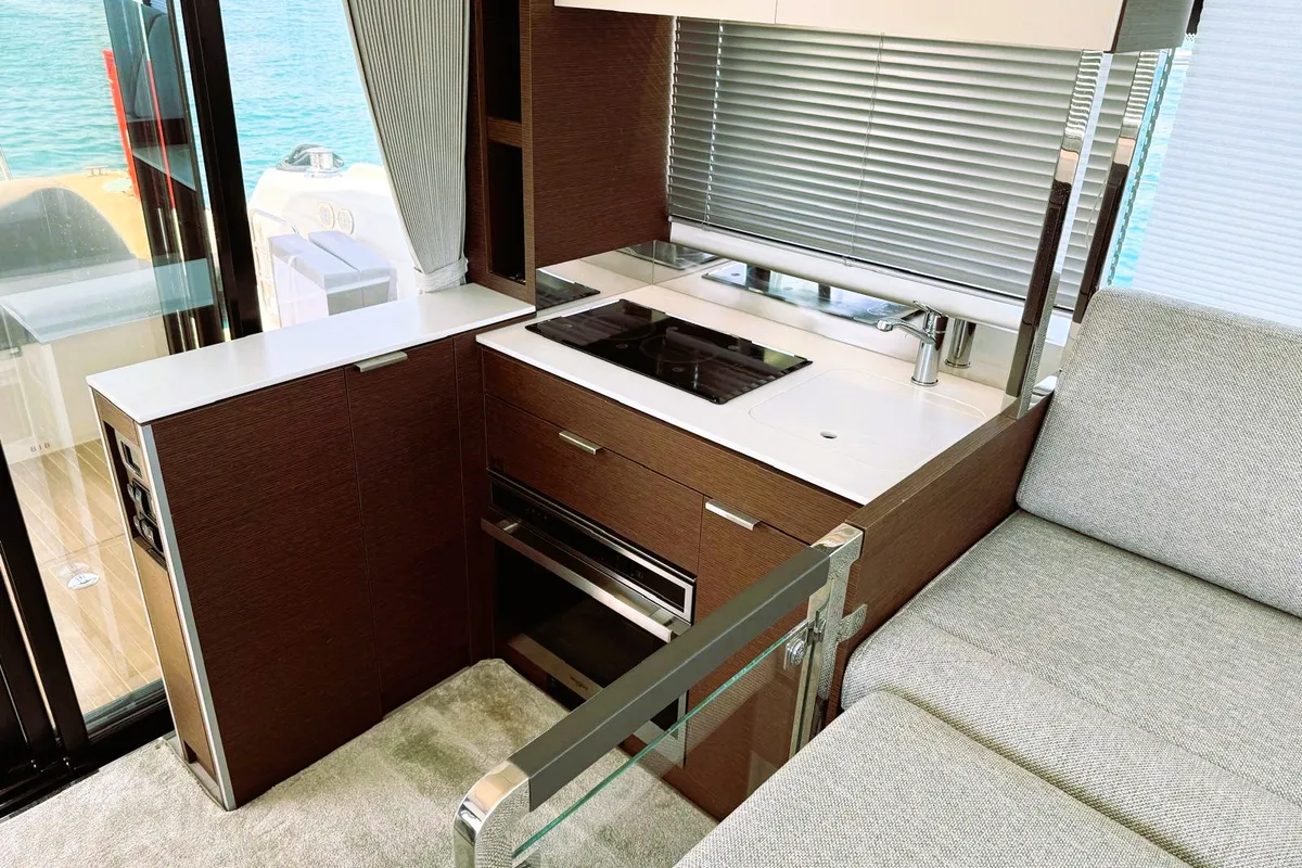 Galley of Majabell II, a Jeanneau Prestige 420S motor yacht at Grad Trogir, Croatia