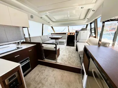 Salon of Majabell II, a Jeanneau Prestige 420S motor yacht at Grad Trogir, Croatia
