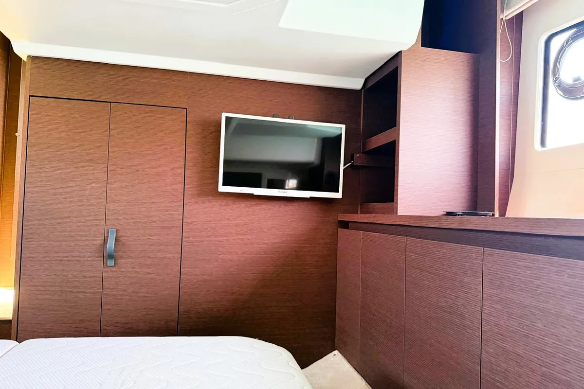 Cabin on Majabell II, a Jeanneau Prestige 420S motor yacht at Grad Trogir, Croatia