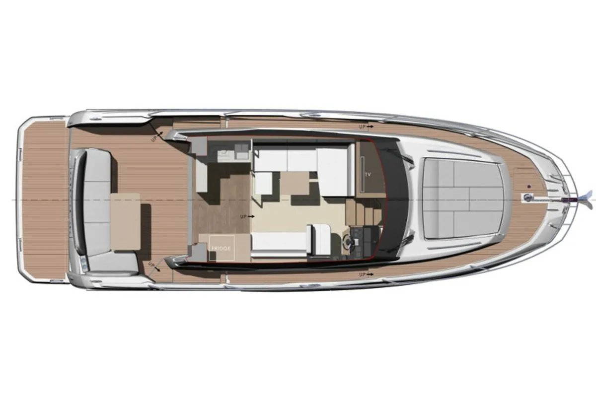 Cabin on Majabell II, a Jeanneau Prestige 420S motor yacht at Grad Trogir, Croatia
