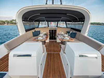 Deck of Life Time, a Jeanneau 64 sailboat at Athens, Greece