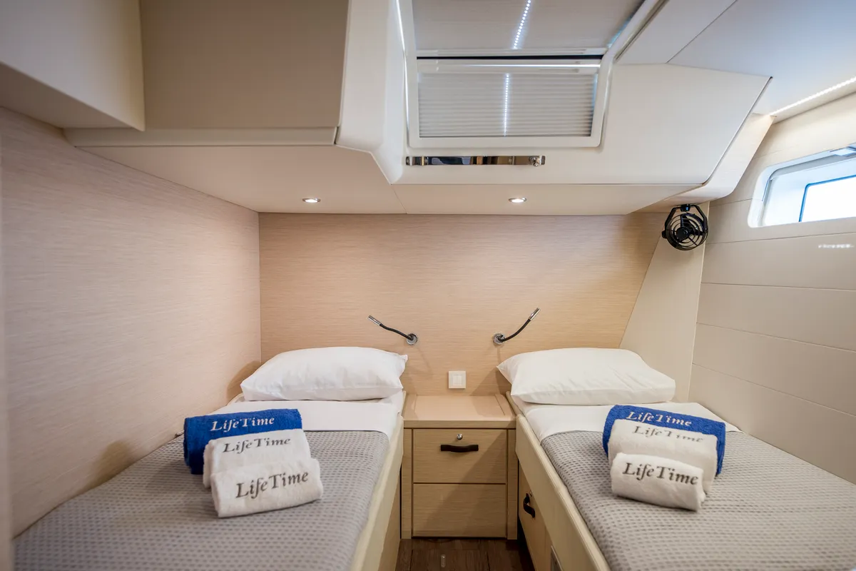 Cabin on Life Time, a Jeanneau 64 sailboat at Athens, Greece