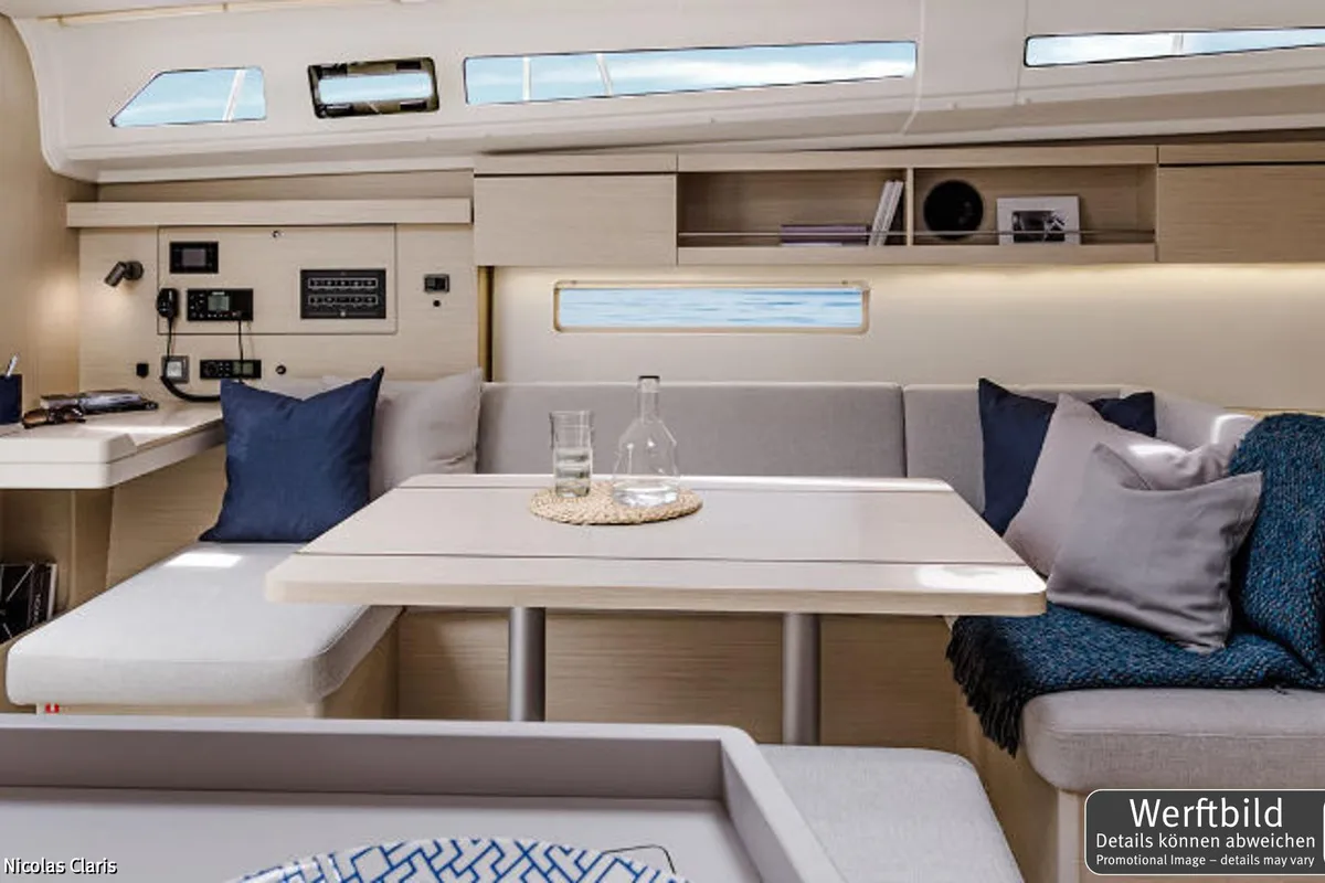 Salon of Finja, a Beneteau Oceanis 40.1 sailboat at Rogoznica, Croatia