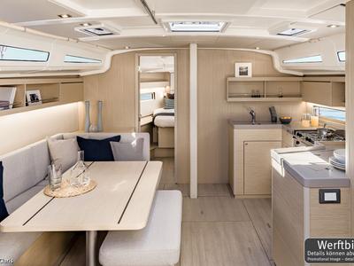 Salon of Finja, a Beneteau Oceanis 40.1 sailboat at Rogoznica, Croatia