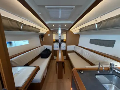 Salon of Novara, a Jeanneau Sun Odyssey 349 sailboat at Split, Croatia