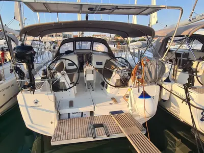 Cockpit of Novara, a Jeanneau Sun Odyssey 349 sailboat at Split, Croatia