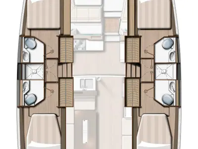 Floor plan of Julia, a Bali 4.2 catamaran at Lavreotiki Municipal Unit, Greece