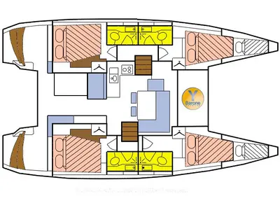Floor plan of Cabin U01 (LF), a Lagoon 40 catamaran at Roche Caiman, Seychelles