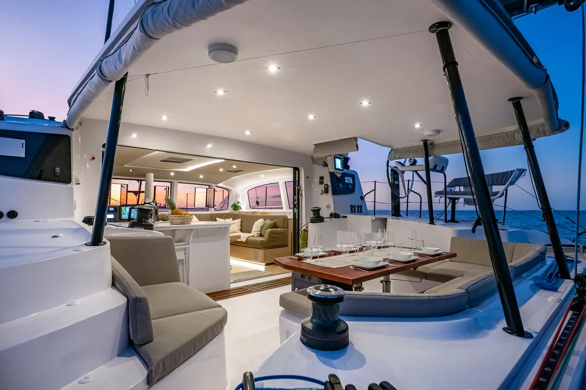 Sophia, a Outremer 52 catamaran at Central Abaco, Bahamas