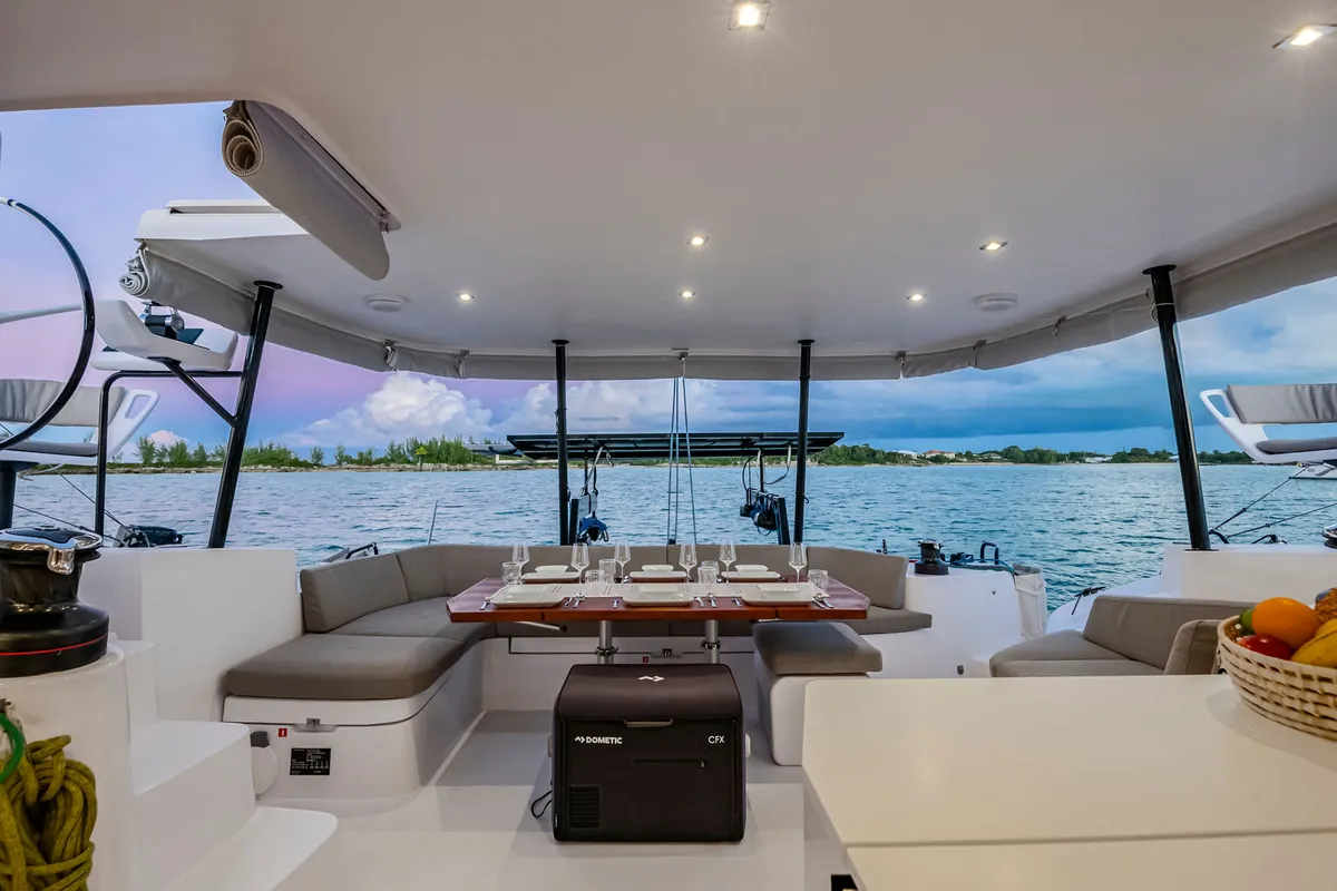 Sophia, a Outremer 52 catamaran at Central Abaco, Bahamas