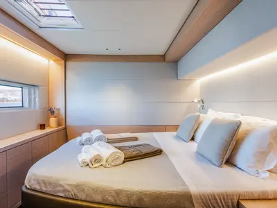 Cabin on WHITE CAPS, a Lagoon Sixty 5 catamaran at Municipal Unit of Nea Peramos, Greece